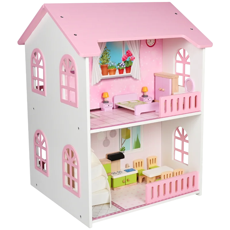 2023 New arrival stock children dress up toy girl DIY doll house Princess Castle big villa cottage girl toy wholesale