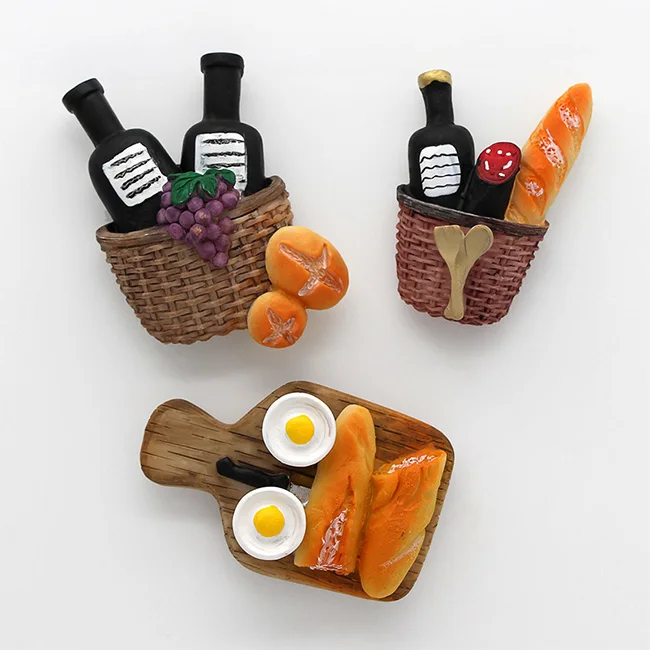 3D Food Custom Resin fridge magnets Handmade color resin custom cute bread shape fridge magnets