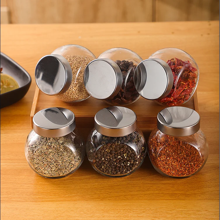 Hot Selling  Rotate Lid candy jar Kitchen jars for spices Spice Seasoning Bottle Jar