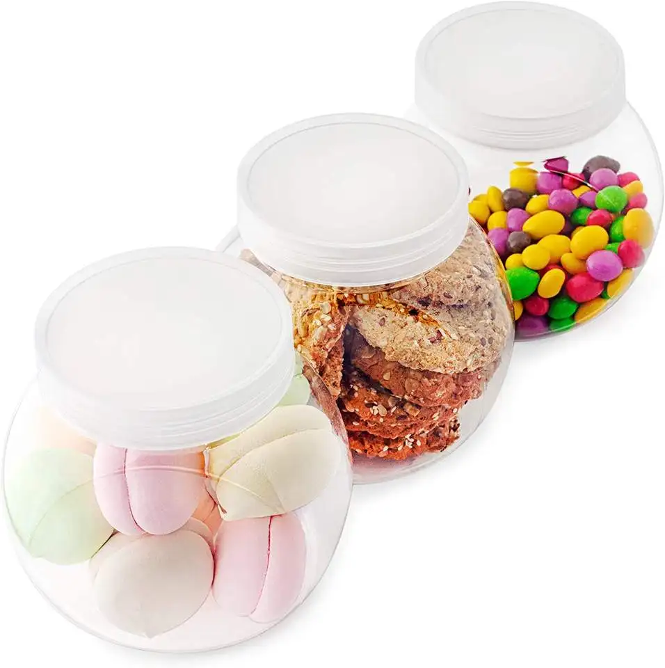 Wholesale 48oz cookie jar packaging plastic candy jar food jar for sweeties sugar chewing gum