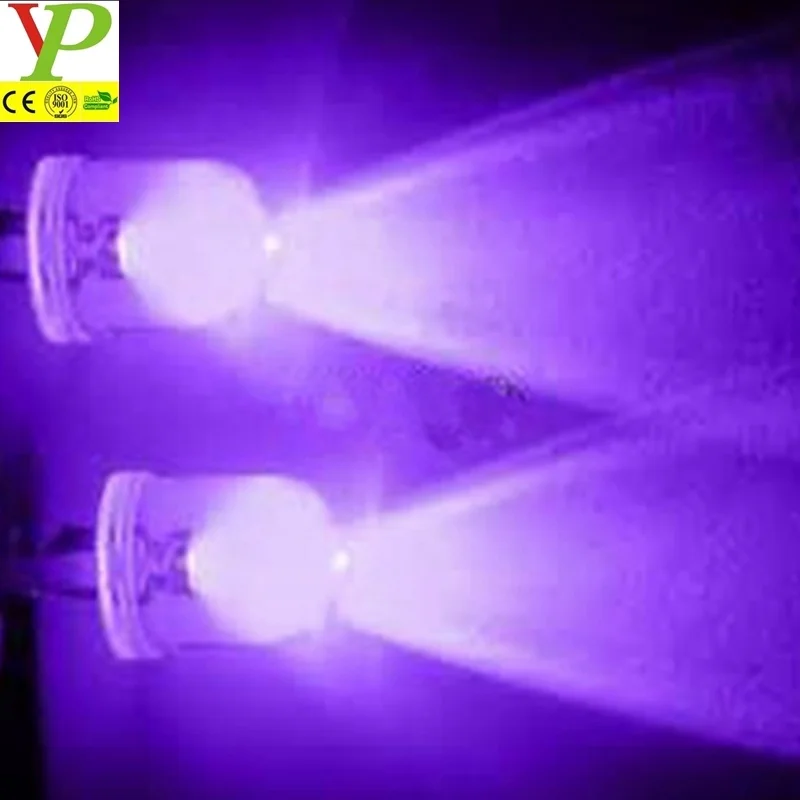 3v 5v 0.06w round led laser diodes 365nm 380nm 395nm purple/violet led 5mm