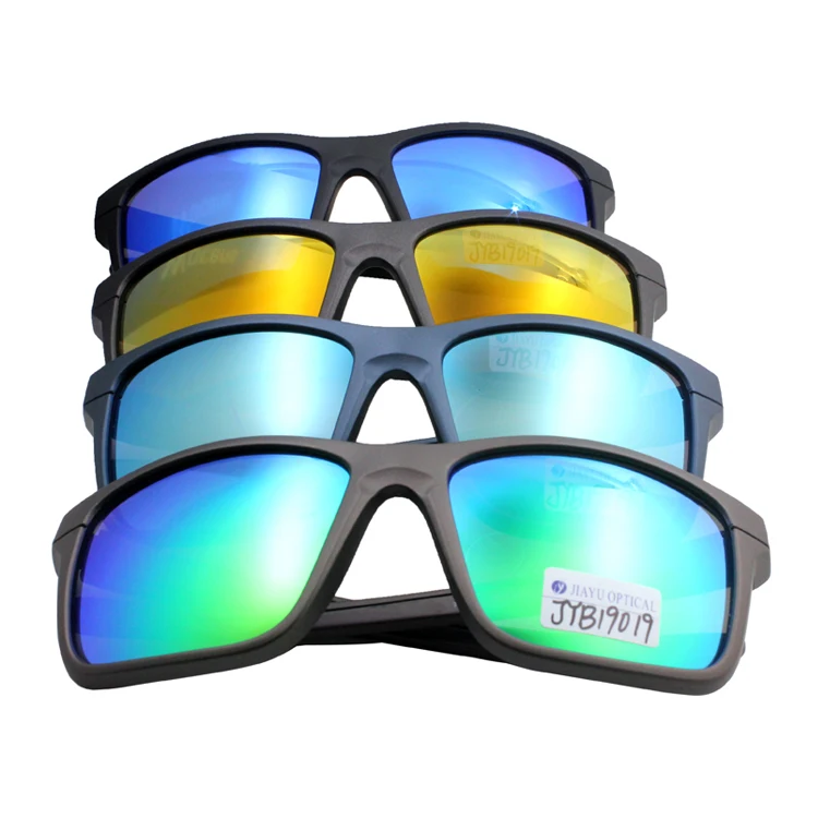 Custom color and logo gold mirror high end sports mens recycled plastic sunglasses
