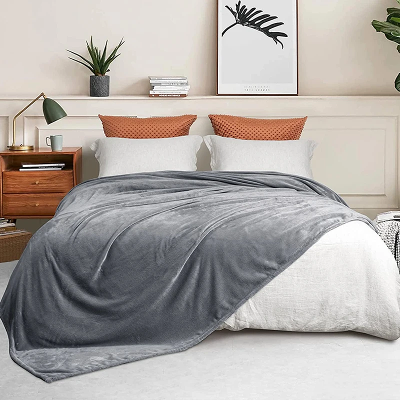 Китай, лидер продаж, из микрофибры, большие однотонные Супермягкие качественные флисовые толстые Утяжеленные фланелевые одеяла для зимы