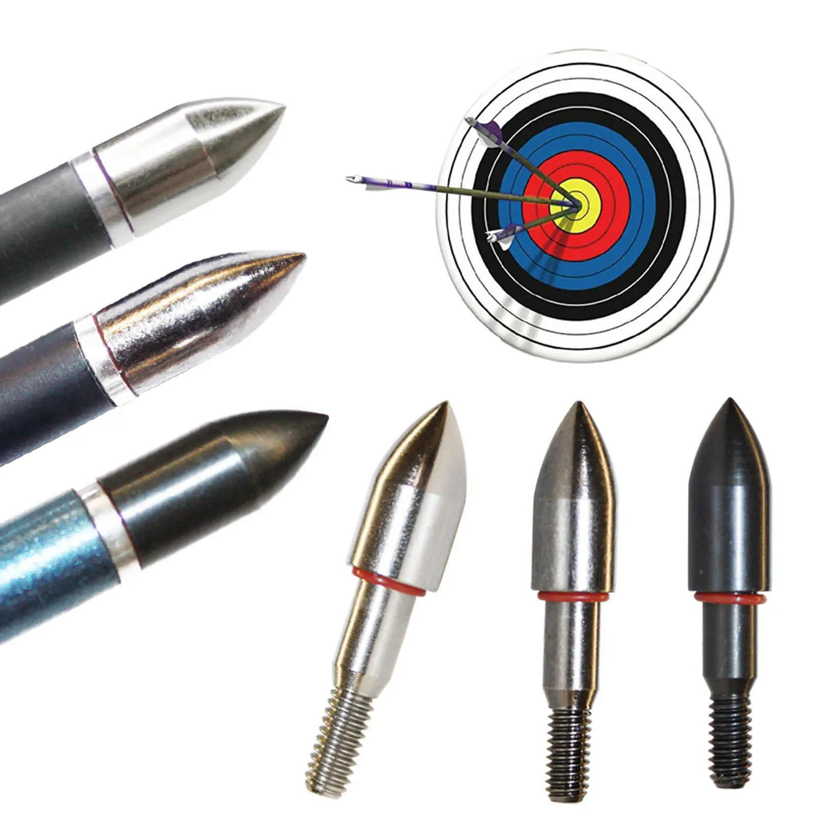 archery bullet Point 100/125/150/ Grain Field Tips, Hunting Arrow Pointed Archery-Points Threaded Arrows Screw in Broadheads