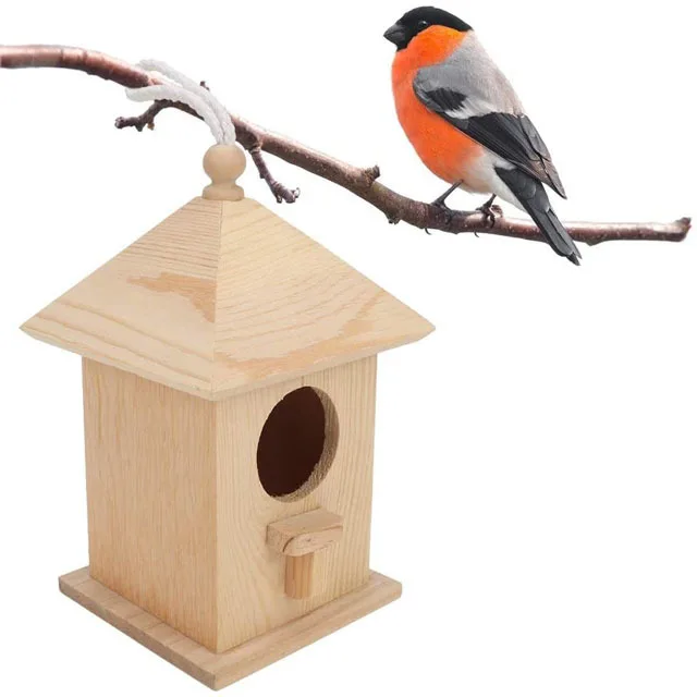 Wooden Bird Houses for Outdoors with Standing Pole for Garden Yard, Outside Birdhouse for Finch, Bird Houses for Outside