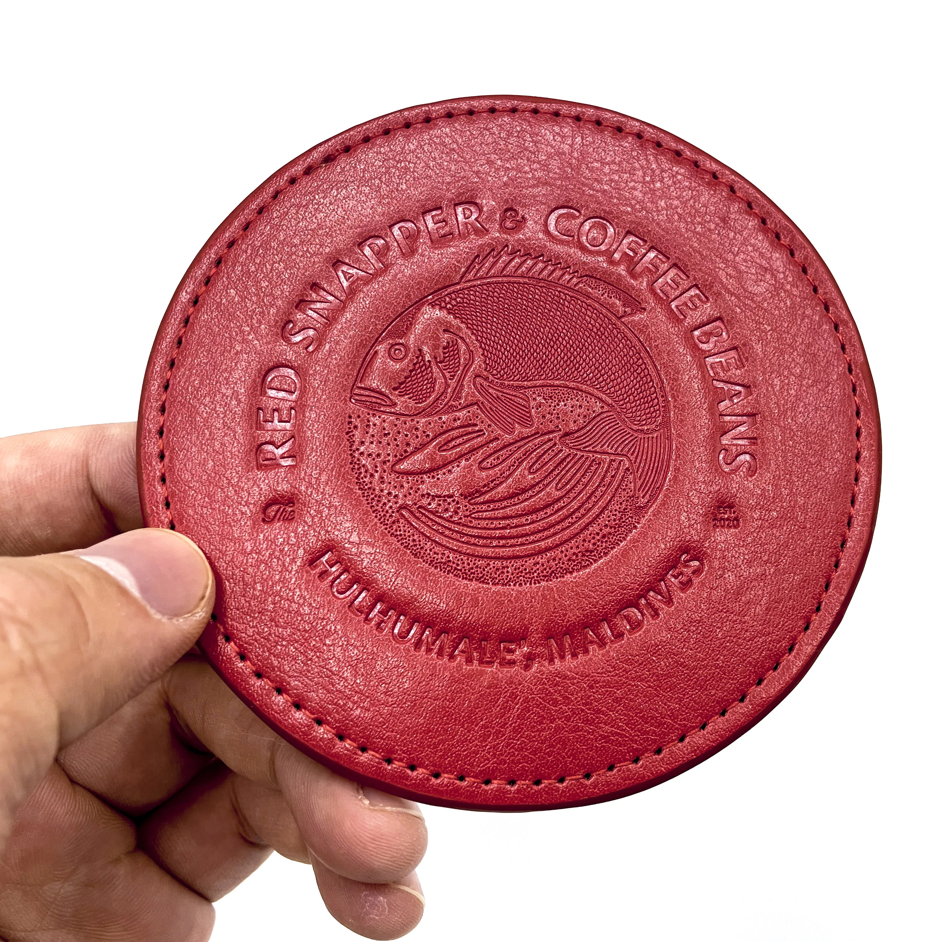 Bulk Heat Resistant Hotel Colorful Coffee Drinks Tea Cup Mat New Design Hot Pressing with Gild Logo PU Leather Coaster Set