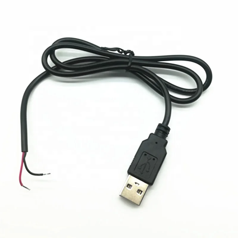 custom usb cables 2.4a USB2.0 male connector to 22awg 2 core USB charging cable