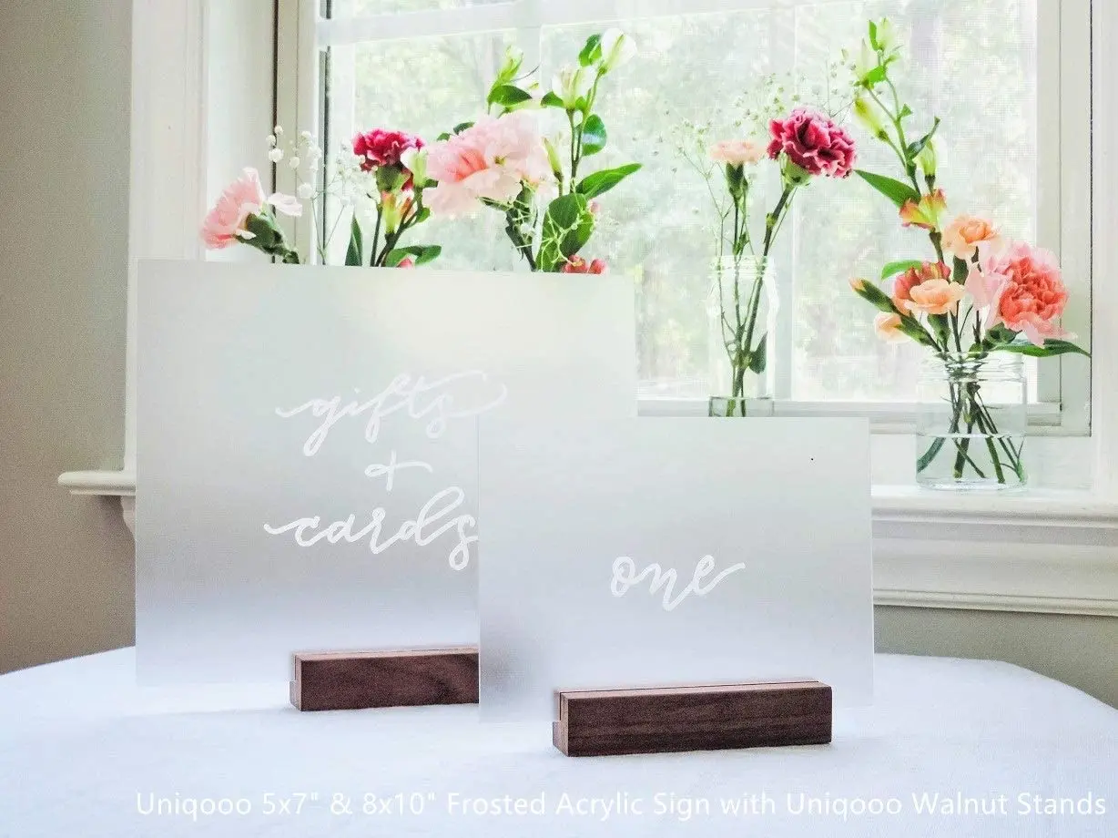 High-Quality Frosted Acrylic Rectangle Place Cards For Wedding Table Numbers With Stands