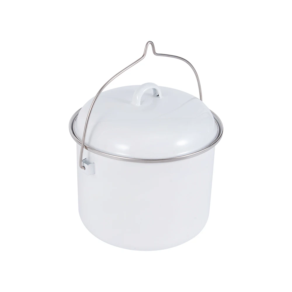 Manufacturer Wholesale Camping Outdoor 3000ml Over Fire Enamelware Vintage White Enamel Pot
