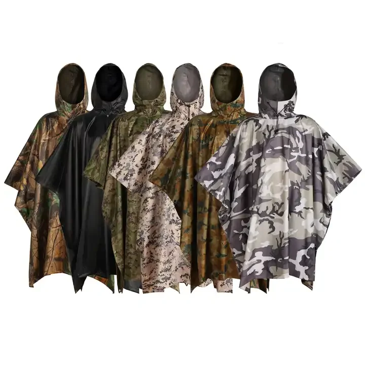 Portable reusable waterproof raincoat hooded poncho 3 in 1 lightweight raincoat poncho riding rain wear