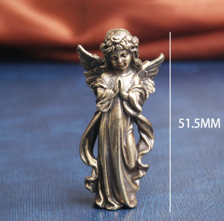 Retro Copper God of Love Cupid Statue Small Ornaments Brass Angel Figurines Desktop Decorations Home Decor Accessories for Room