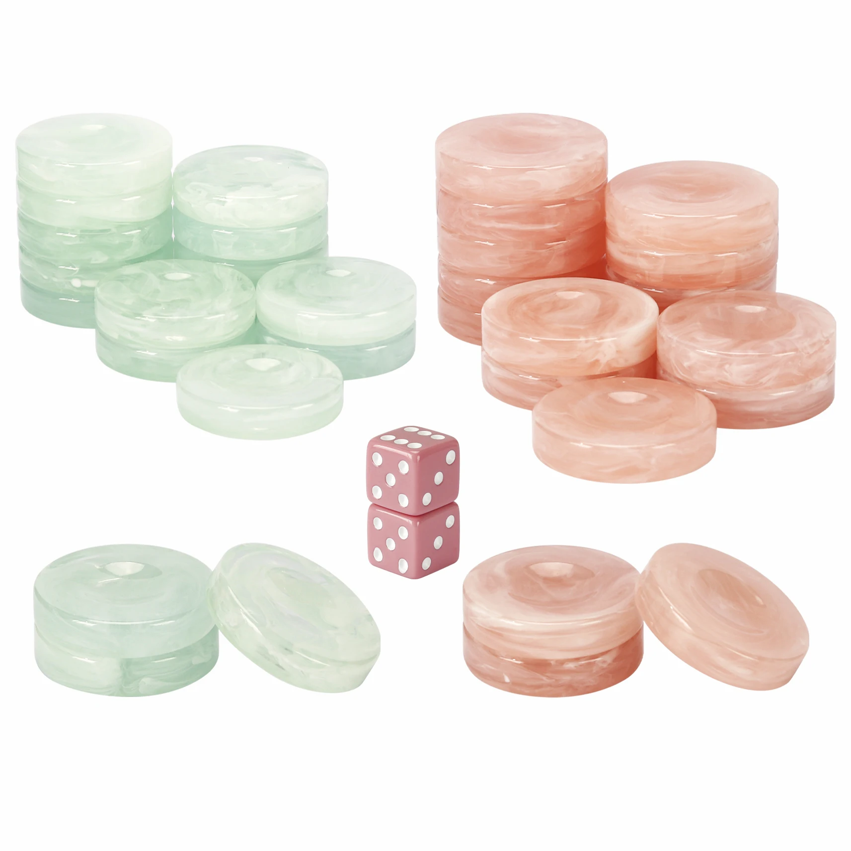 Индивидуальные белые зеленые мраморные акриловые смолы нарды шашки цветные кости Нарды