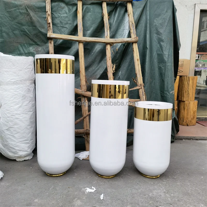 Garden supplies decor indoor white flower pot tall metal floor vase large pots for outdoor plants