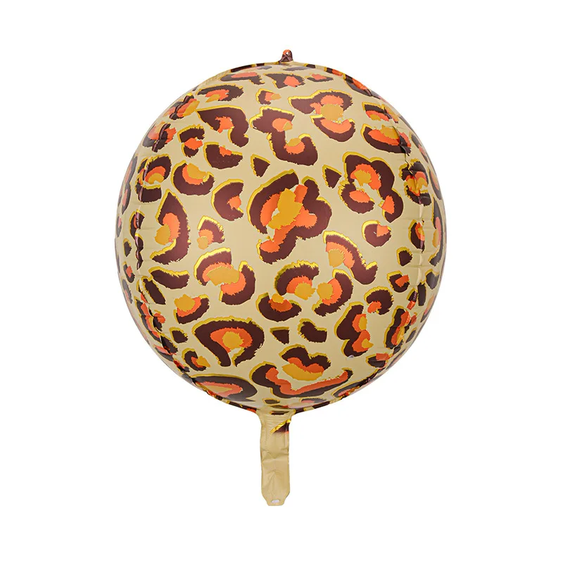 22Inch Jungle Animal Mylar Balloon 4D Cheetah Tiger Giraffe Snake Zebra Pattern Round Balloon for Zoo Theme Birthday Decoration