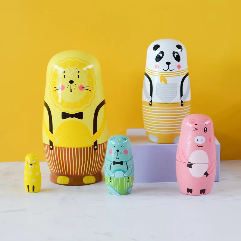 Classic Custom russia nesting dolls painted animal nesting dolls Theaceae grinding painted ornaments Russian nesting dolls