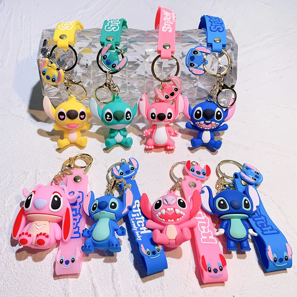 Wholesale Cute Lilo and Stitch Soft Touch PVC Key Ring Chain Cartoon Anime character lilo and stitch rubber Cartoon keychain