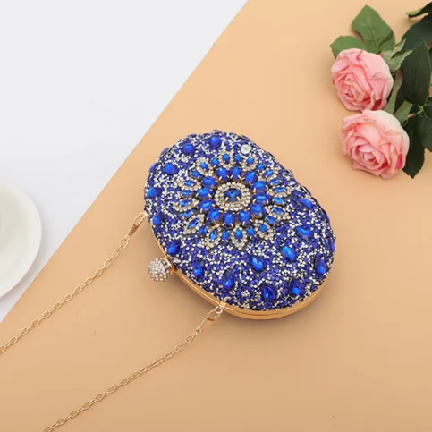 high quality 2024 unique black luxury party wedding sequin diamond rhinestone ladies purse crystal clutch evening bag for women