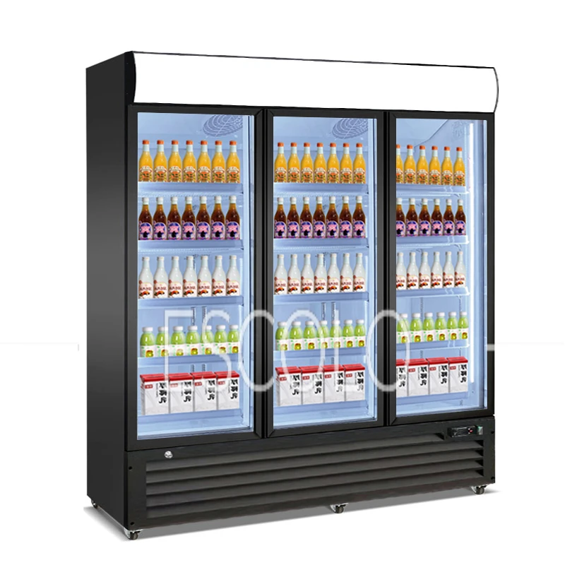 Three Glass Door Beverage Display Fridge Beer Display Cooler Refrigerating Showcase Refrigerators