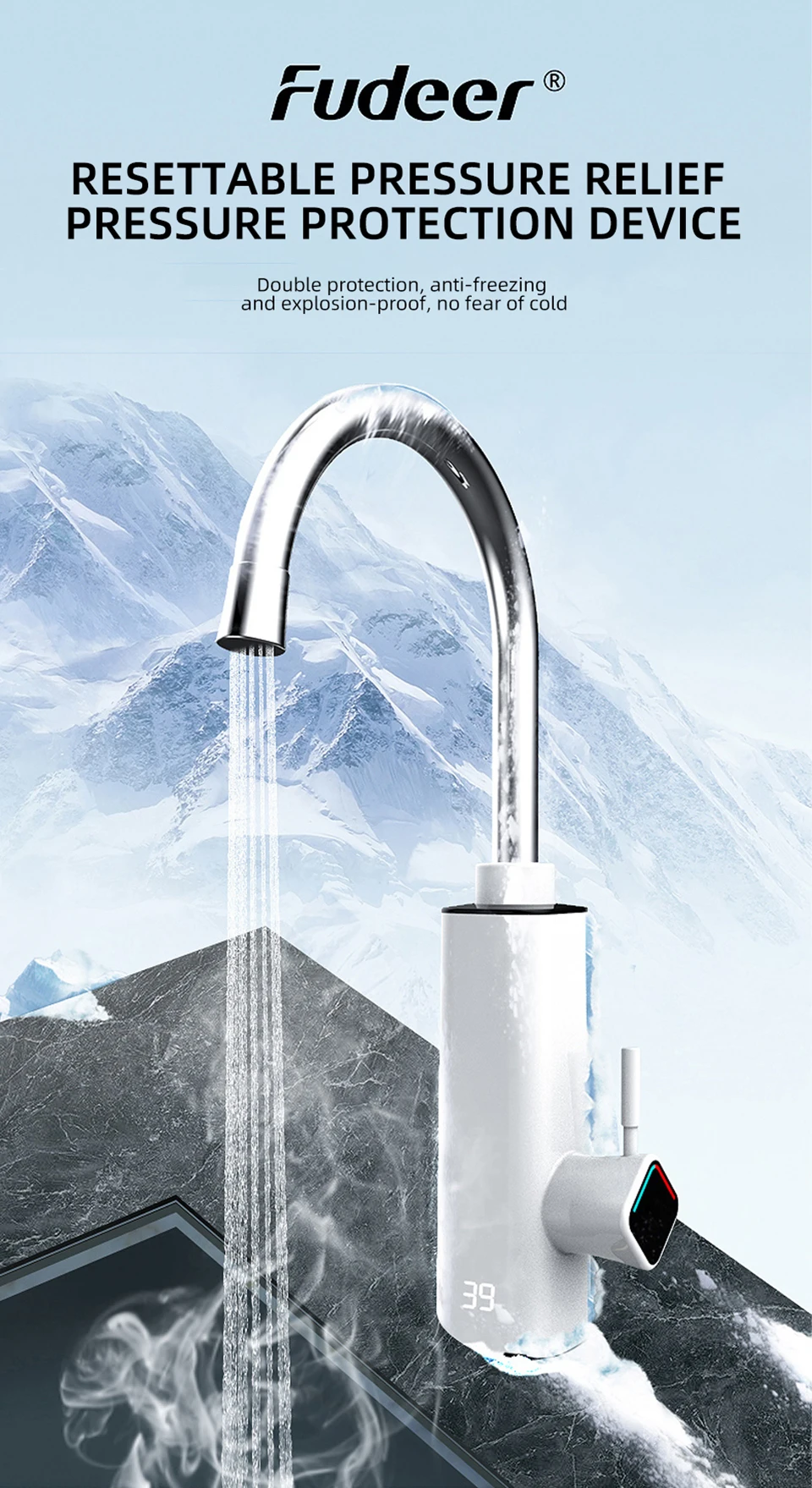 LED digital display kitchen  faucet instant hot water tap electric heating tap instant electric water heater faucet grifos