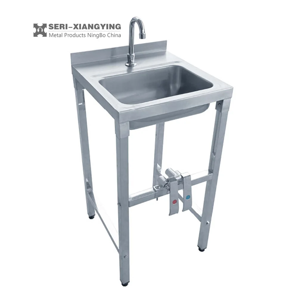 NSF Approval Solid Stainless Steel Knee Pedal Operated Hand Wash Sink Good Material with Optional Thickness / Sizes