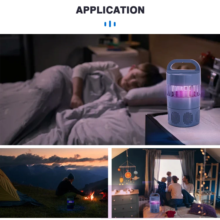 Outdoor Indoor Abs Bug Zapper Uv Light Portable Noiseless Fan Electric Mosquito Killer Lamp