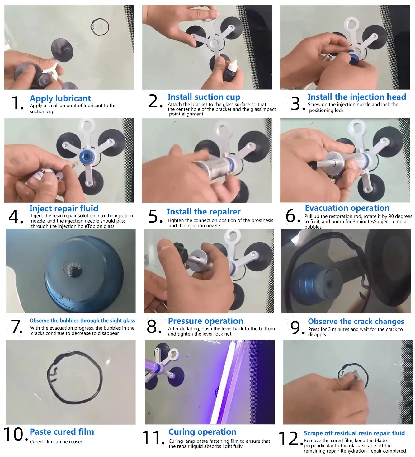 Long Crack Car Broken Windscreen Glass Repair Kit/Windshield Crack Repair Tools