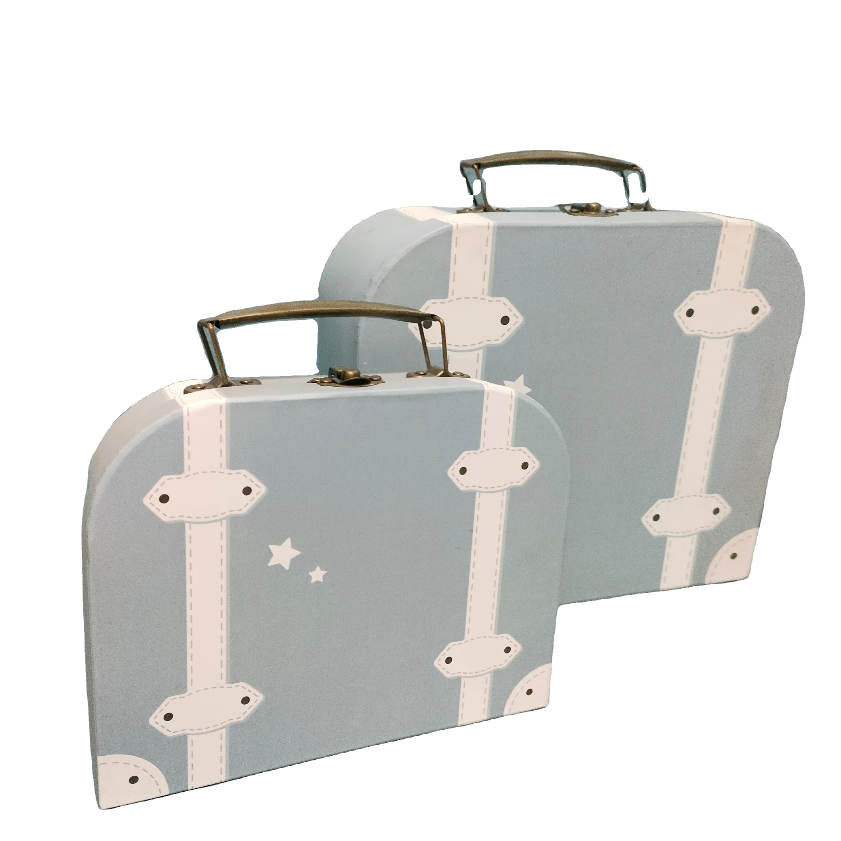 Shenzhen Factory make cardboard Luggage box Small Red Cardboard Packaging Paper Suitcase Gift Boxes With Handle / Metal Closure