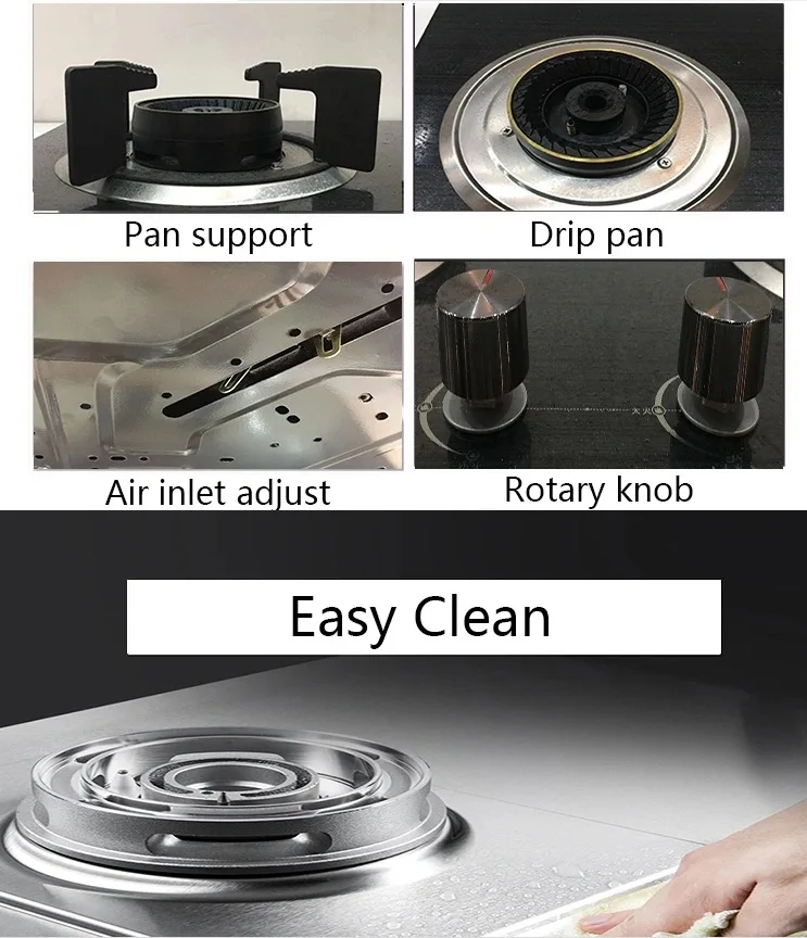 D Kitchen burner 2 Natural Gas NG Liquefied Petroleum LPG Electric Battery Gastro Mouth Stainless Steel Induction
