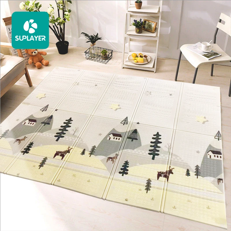 Foldable xpe custom children padded soft pu playmat non toxic foam kids puzzle baby floor game toy crawling play mat for infants