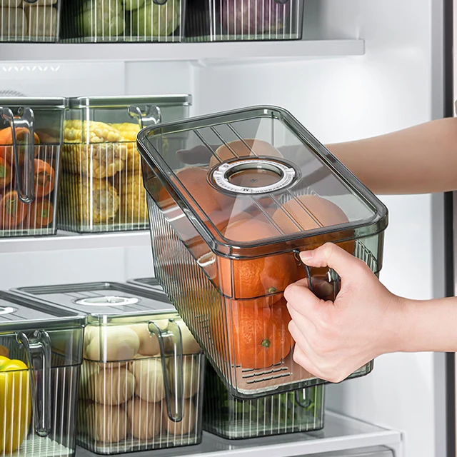 Rmier Refrigerator Organizer Bins Stackable with Lids Clear Kitchen Organizer Storage box for Fruit And Vegetables