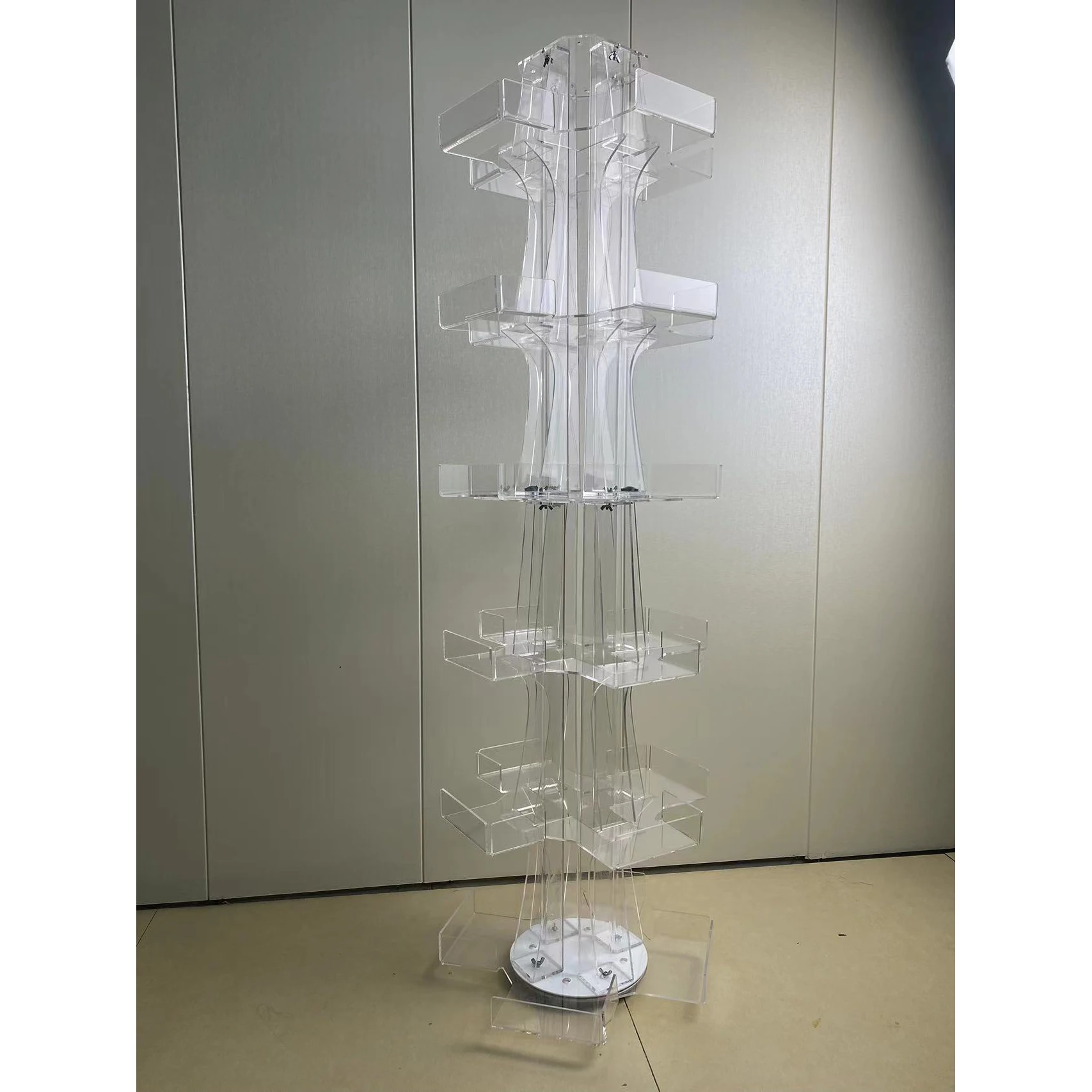Customizable acrylic white organizer base countertop LED around acrylic knife collection display