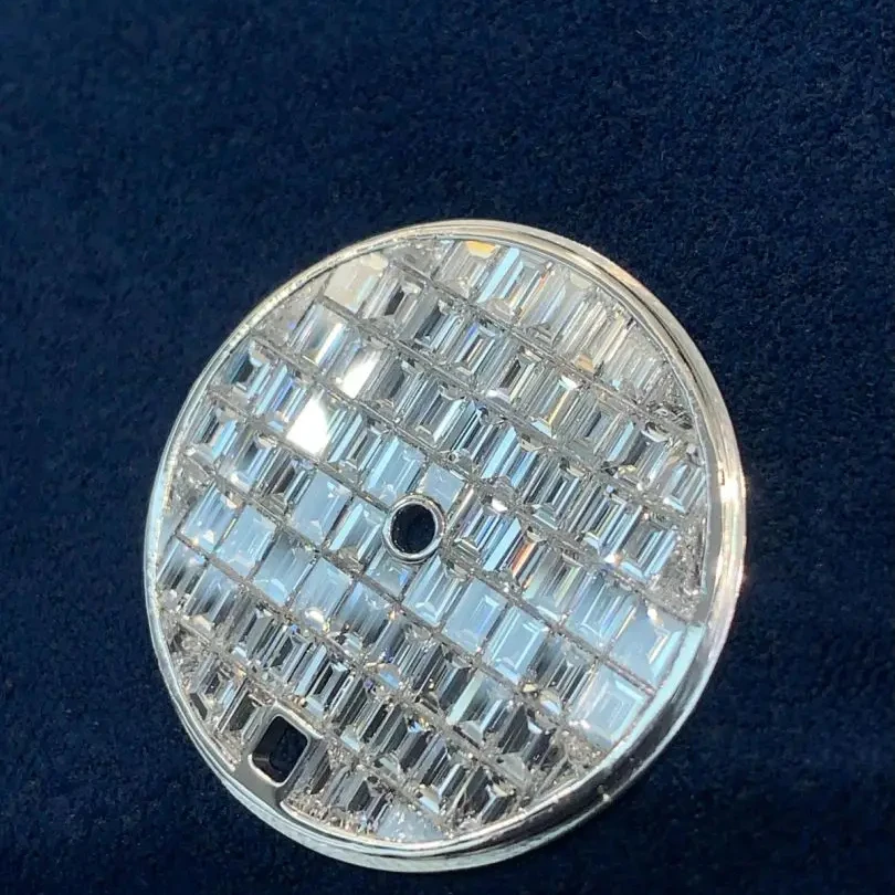 Factory Silver Cultured Diamond Watch Dial 18K Gold Dial Customized with CNC Hole Set Cultured Diamonds for Luxury Watches