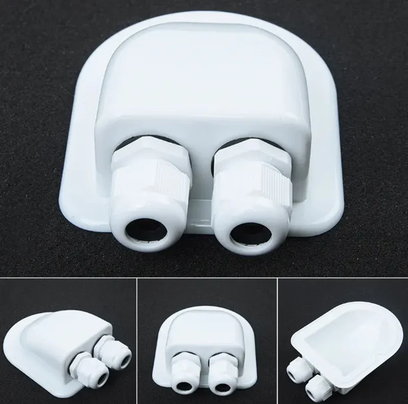 IP68 Waterproof ABS Junction Box Double Cable Entry Gland Box 2 Holes For RV Solar Panel Motorhomes Caravans Boats