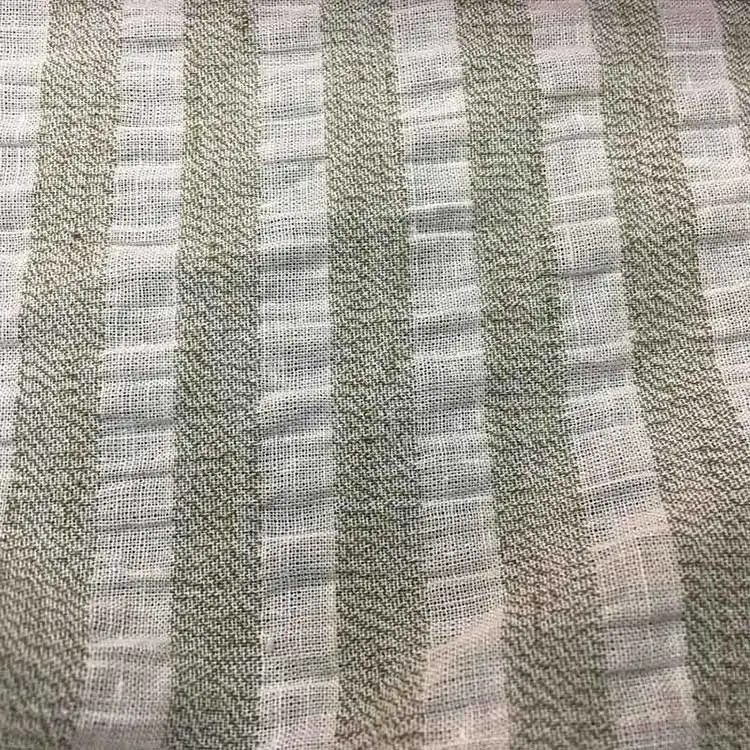 Custom Seersucker Shirt Dress Garment Material Woven Melan Men Washed Multi Striped Linen Cotton Fabric
