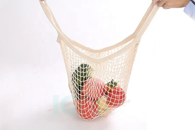 Reusable Organic Cotton Net Mesh Gruit Packaging Bags Shopping Grocery Bag Fruit Cotton Net Mesh Produce Bag