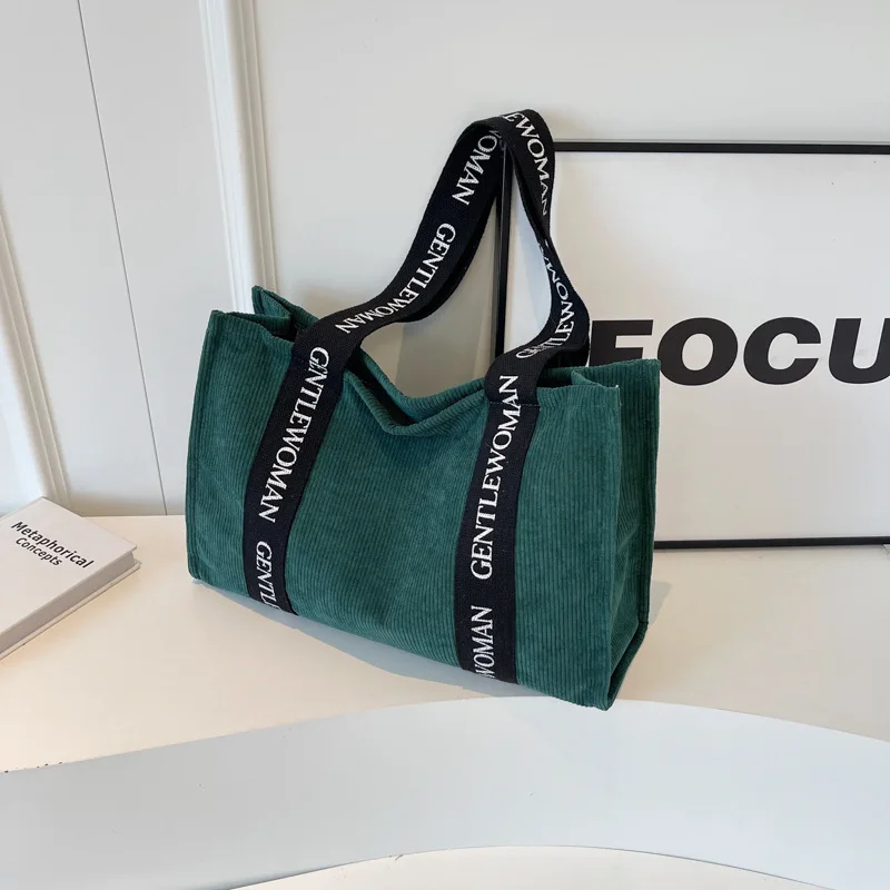 New Bags Striped Suede Tote Bag High Capacity Casual Tote Bag