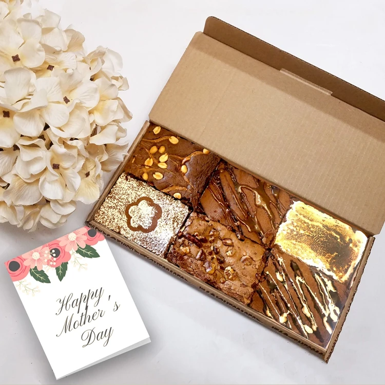 Afternoon Tea Brownie Dessert Packaging Box Corrugated Cardboard Paper Packaging Brownie Box with Window