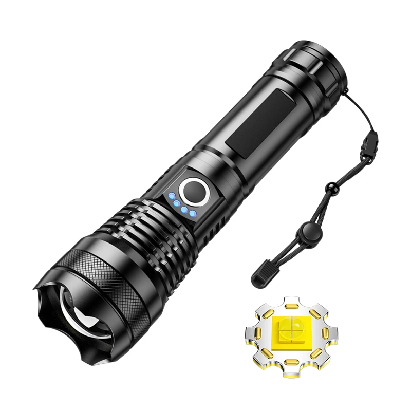 Waterproof xhp50 flashlight USB Rechargeable Tactical Flashlight Powerful Portable LED Flashlight for Camping, Outdoor
