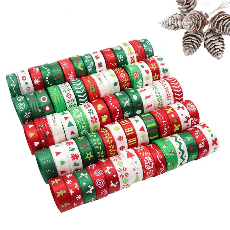 
New Design In Stock Deer Snowflake Printed Gift X-mas Tree Gift Decoration Christmas Ribbon 