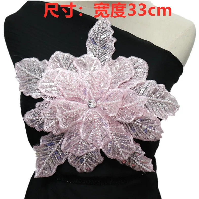 Extra Large Handmade Flower Intricate Beaded Rhinestone Decorative Flower Snowflake Shape Clothing Accessories