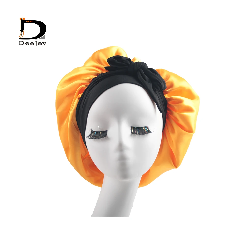 Custom Adjustable Satin With Tie Band Bonnet Private Logo And Color Pattern All Kinds Of Colorful Tie Band Bonnets