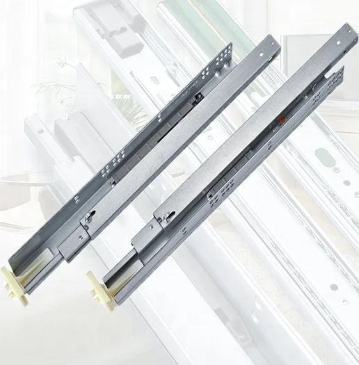 Soft Close American Damping Buffer Galvanized Sheet Three Section Hidden Undermount Drawer Slide