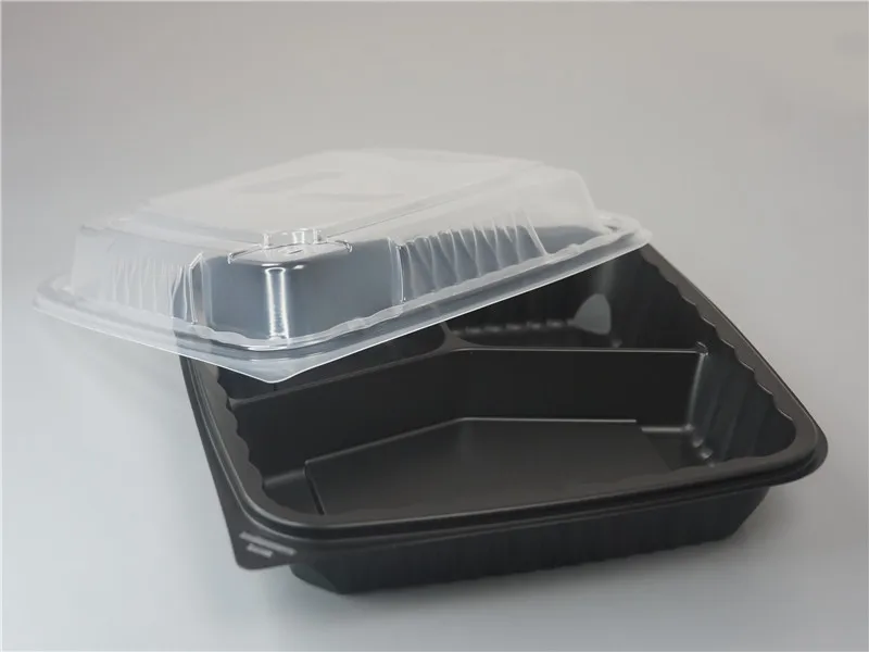 Герметичный одноразовый контейнер для еды с 3 отделениями в блистере 9 дюймов