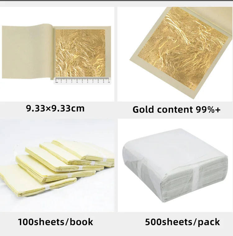 Best Selling High Quality 24K Real Gold Sheet Leaf 24 karat Genuine Gold Leaf  Foil For Art Home Furniture Decoration