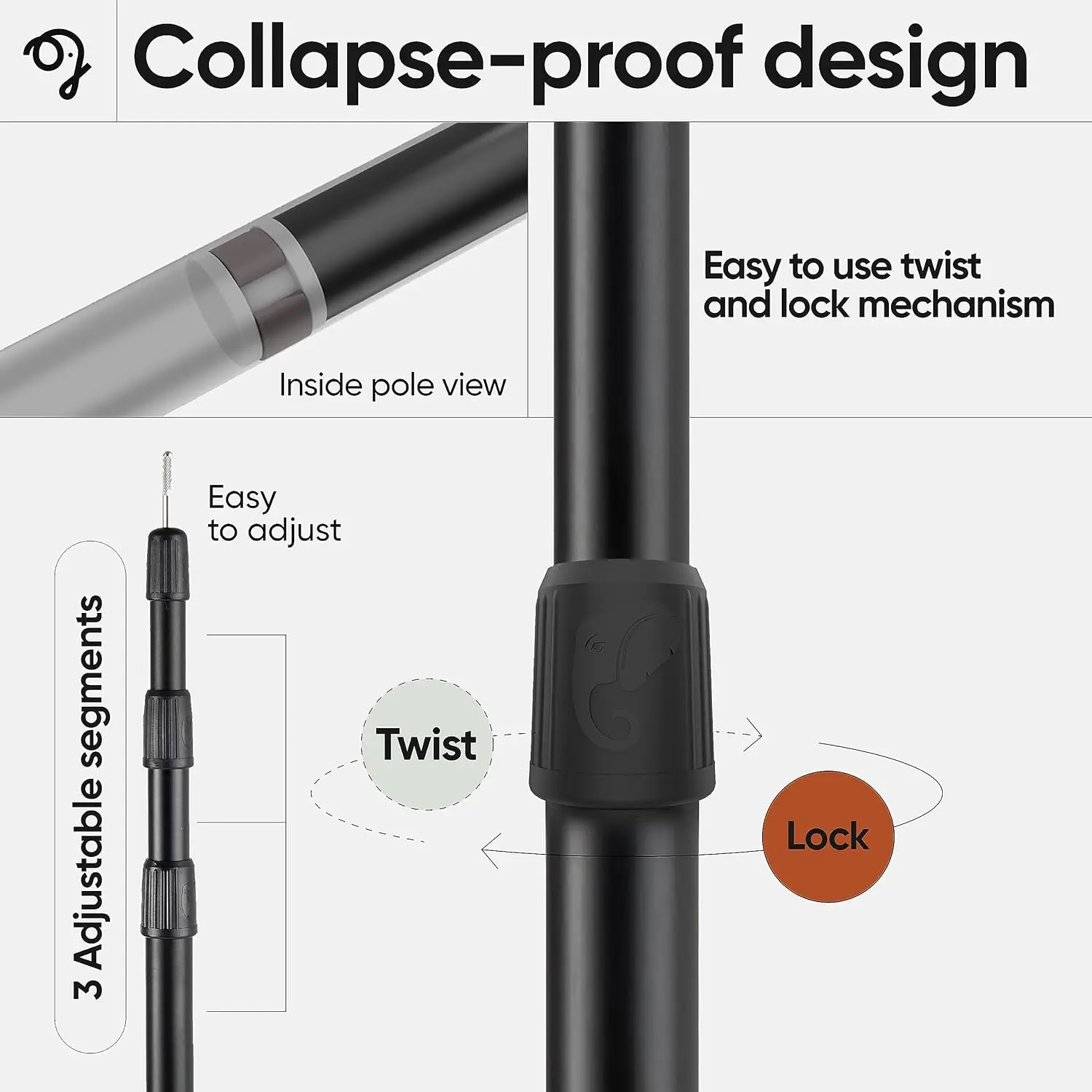 Portable Tent Poles for Outdoor Camping Backpacking Awning Tarp Poles