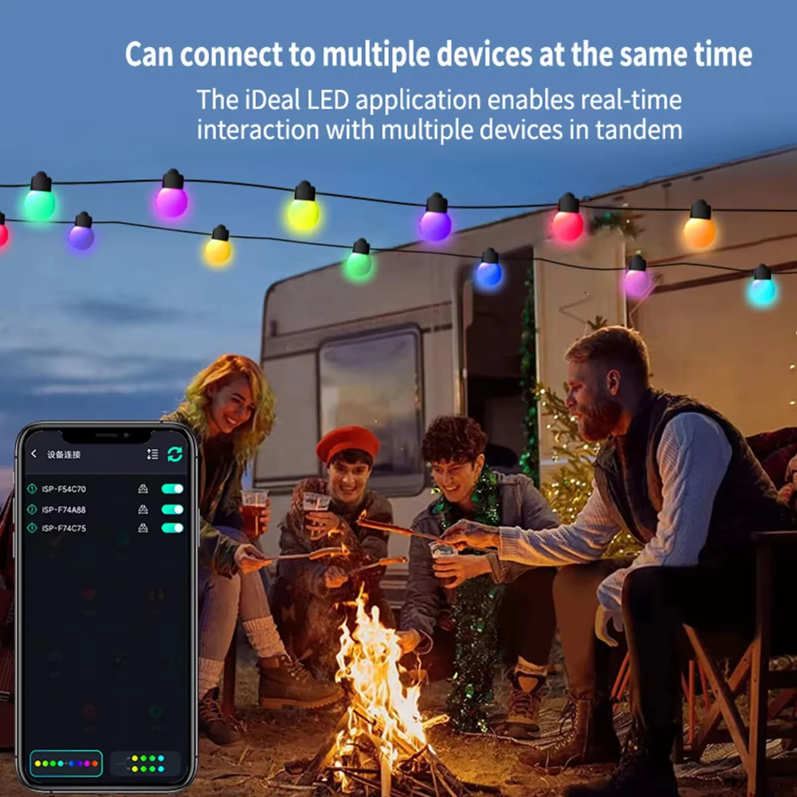 USB Fantasy Ball String Light Bluetooth APP Point Control Light Outdoor Waterproof Camping Decorative RGB Christmas String Light