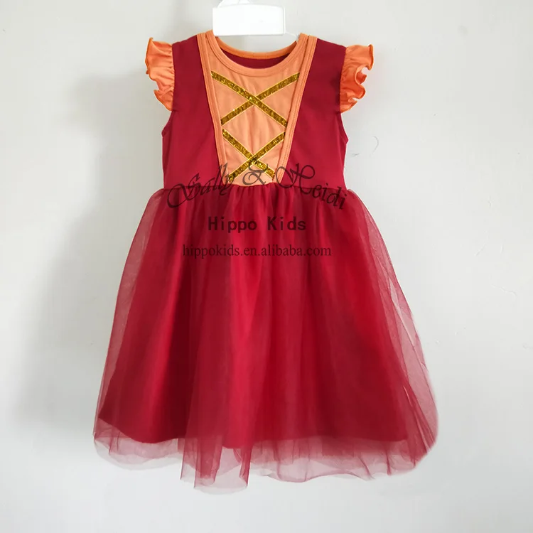 New design kids hocus pocus halloween clothing girls tulle dress