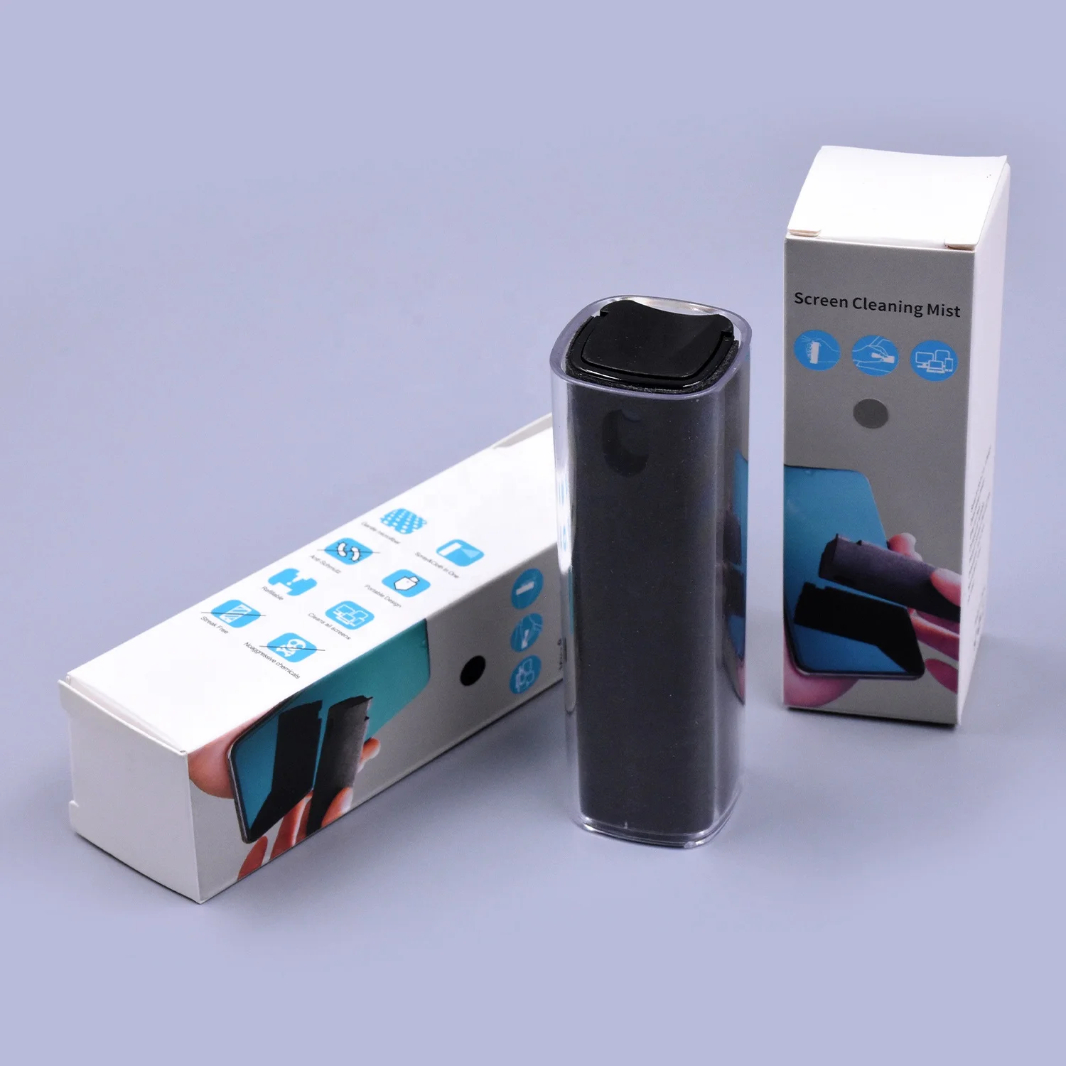 Bestpackaging IN STOCK portable 2in1 glasses cleaning spray phone pad screen cleaner camera computer display screen cleaner