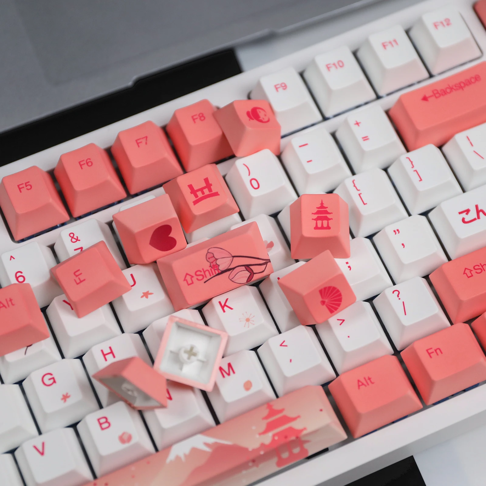HZGAMER 108keys Pink Processing Custom PBT Dye Sublimation Keycap CHERRY OEM Profile Highly Personalized Mechanical Keycaps