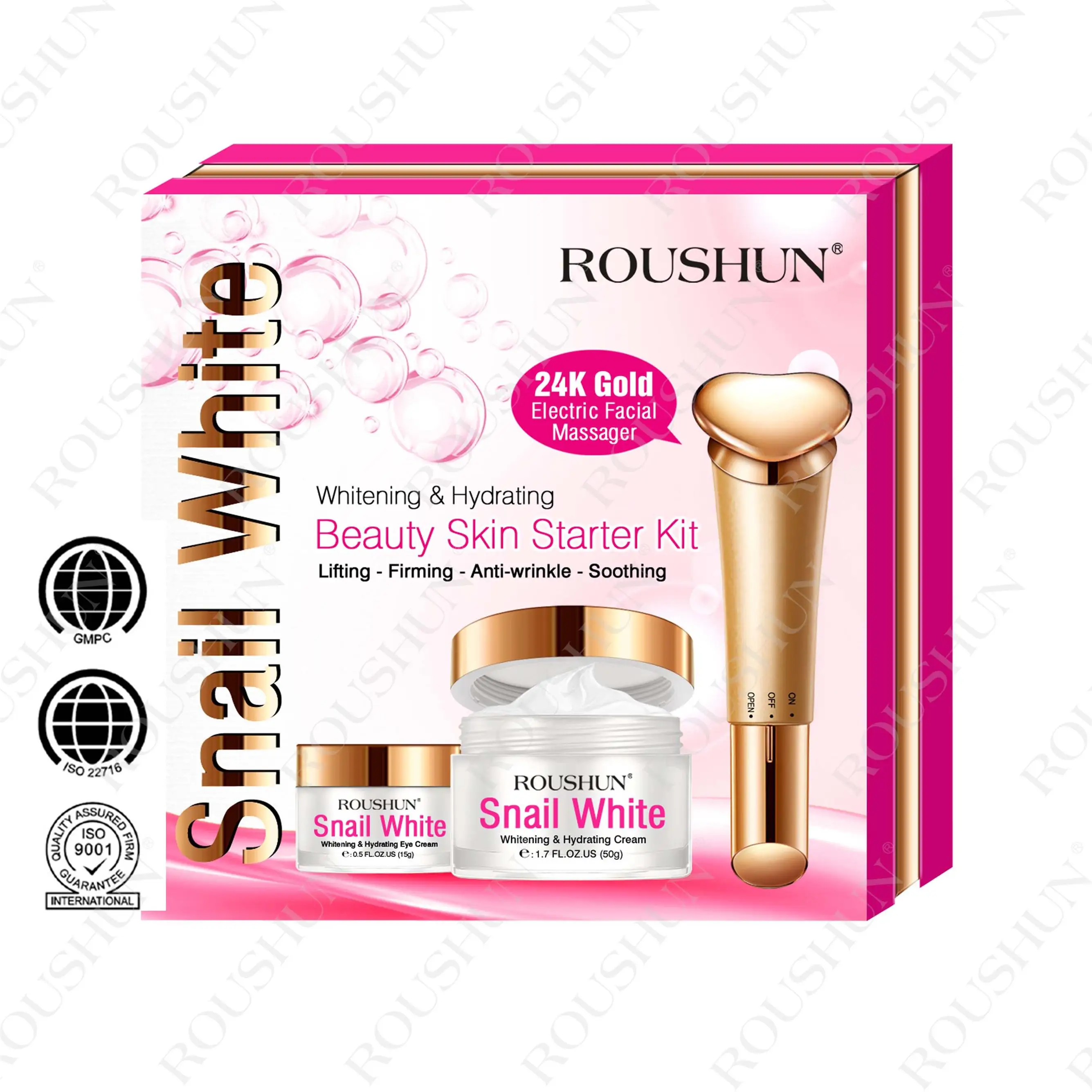 OEM OBM factory price snail eye cream face cream 24K electric facial massager facial skin care set